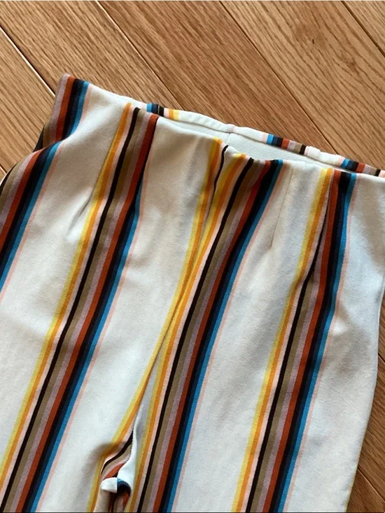 Free People Striped High-Waist Flare Pants - White Multi elastic sz 0 NWOT 70s - Picture 5 of 11